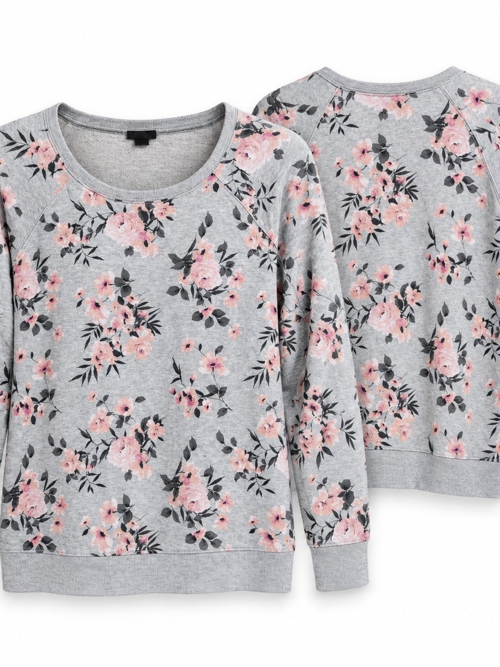 Torrid Size 2 Gray Pink Floral Sweatshirt Cottagecore Romantic Casual 18/20